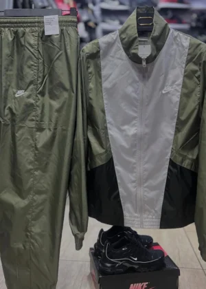 Nike Sportswear Woven Color-Block Tracksuit - Olive Green